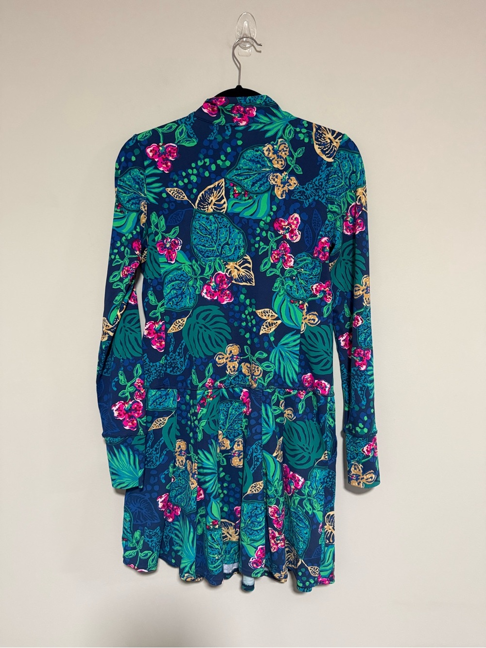 Lilly Pulitzer Luxletic Delmar Floral Blue Long Sleeve Athletic Dress Size Small - Picture 2 of 12